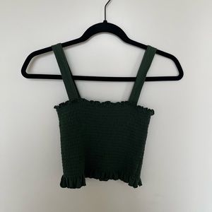 Forest green lettuce edge crop top